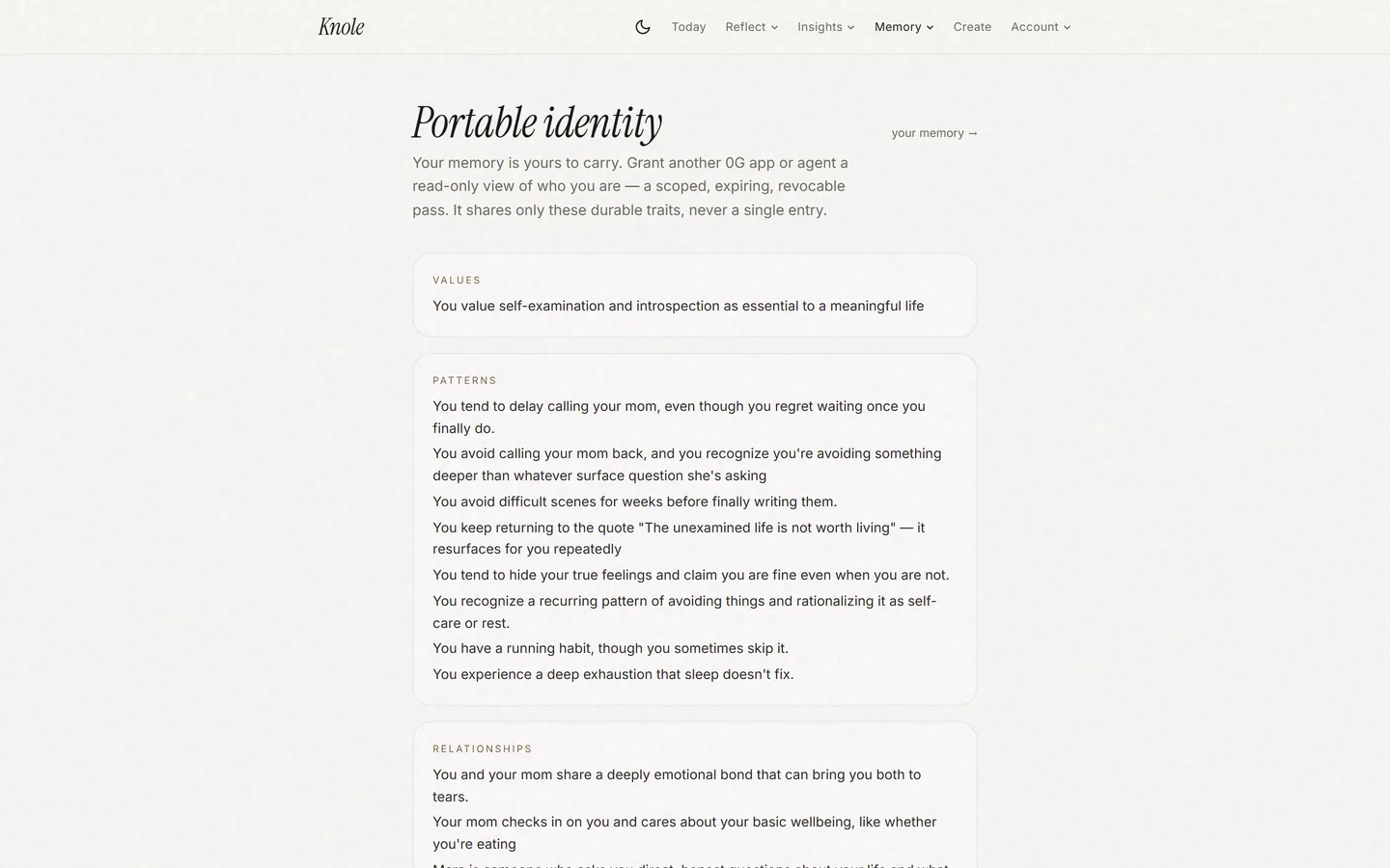 Portable identity — grant another 0G app scoped, revocable access to your memory