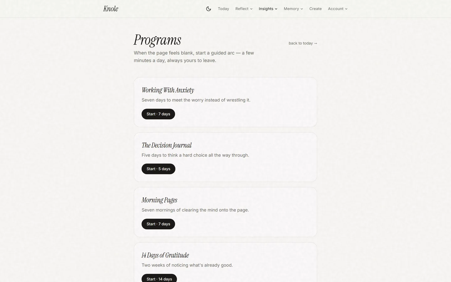 Programs — guided reflection arcs
